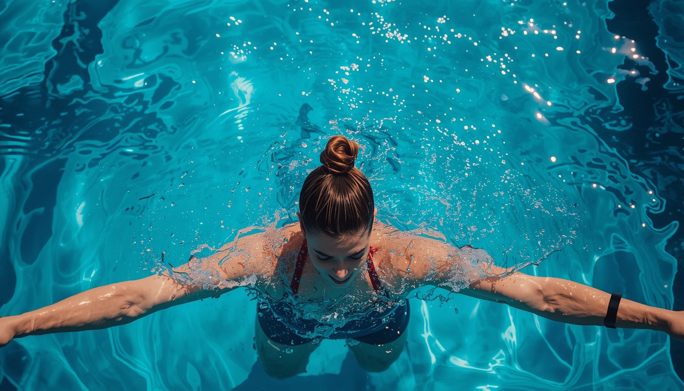 Active fitness training in pool at Ecovivoflora